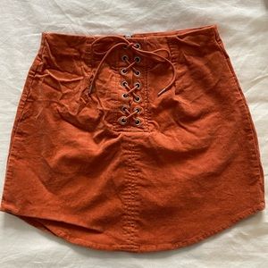 Orange Corduroy Skirt